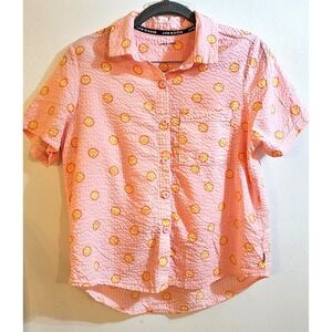 Life is Good Pink Seersucker Sun Smiley Pajama Set Shorts Top WY54409 Small Mens